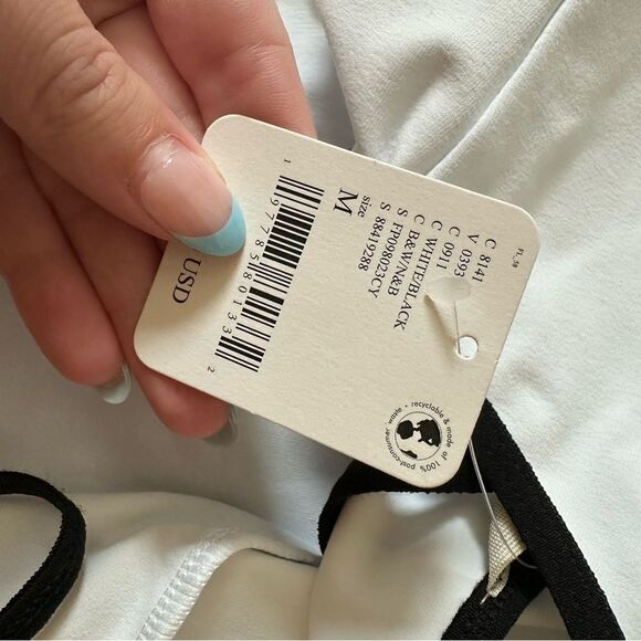 Free People NWT Basique Boyshort Onesie in black and white size M - Picture 5 of 5